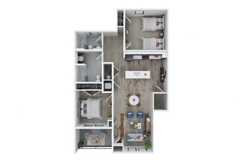 2 Bedroom 2 Bath 1st Floor with 1041 Sq. Ft.  at Union at Oak Grove, Michigan, 48855.